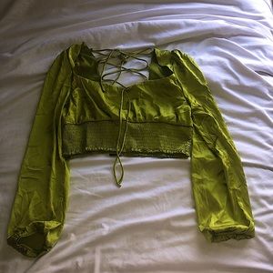 Green silk Top in L